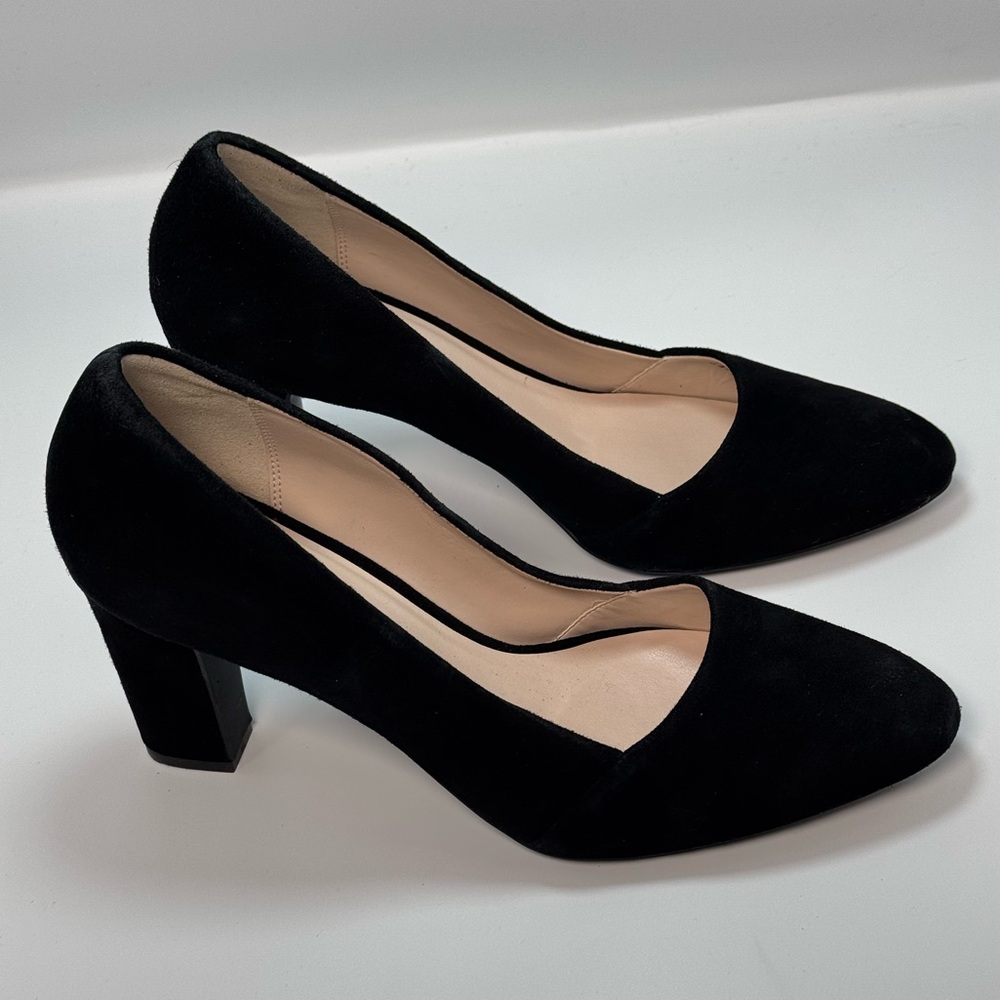 Cole Haan Black Suede Block Heel Pumps